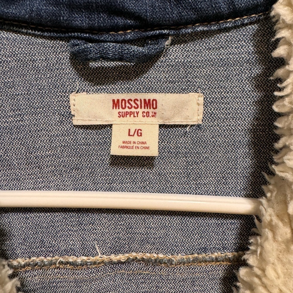 Mossimo Supply Co Women’s Denham Jean Jacket Slanted Zipper Faux Fur Sz L - Picture 3 of 8
